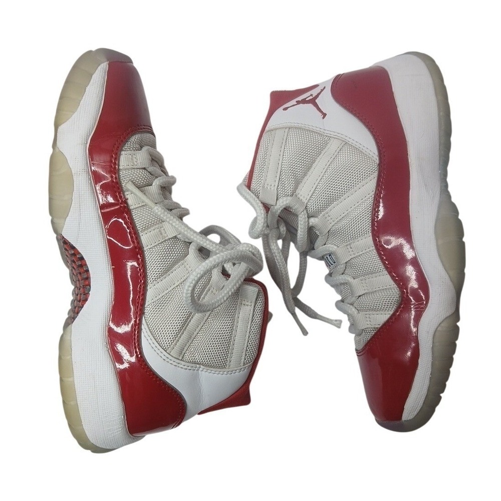 Jordan Air Jordan 11 Retro Cherry Kids 4Y White Red Patent Leather 378038-116 - Picture 4 of 11
